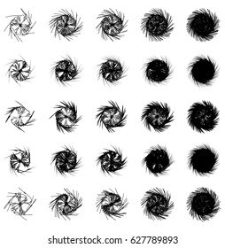 Geometric circular element. Grungy, sketchy splatter-like circle shape(s)