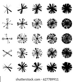 Geometric circular element. Grungy, sketchy splatter-like circle shape(s)