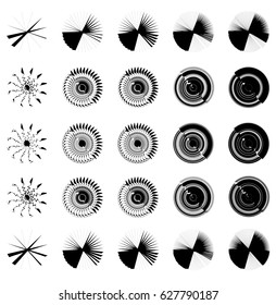 Geometric circular element. Grungy, sketchy splatter-like circle shape(s)
