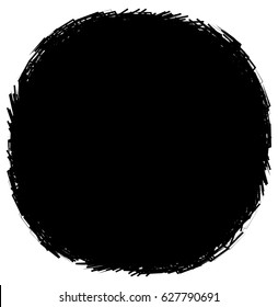 Geometric circular element. Grungy, sketchy splatter-like circle shape(s)