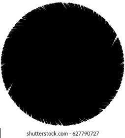 Geometric circular element. Grungy, sketchy splatter-like circle shape(s)