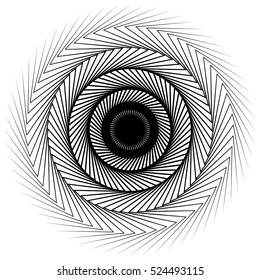 Geometric circular element, motif. Circle of wavy, zigzag lines