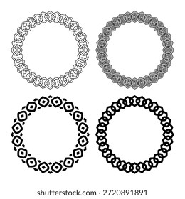 Conjunto de adorno de marco circular geométrico en blanco y negro