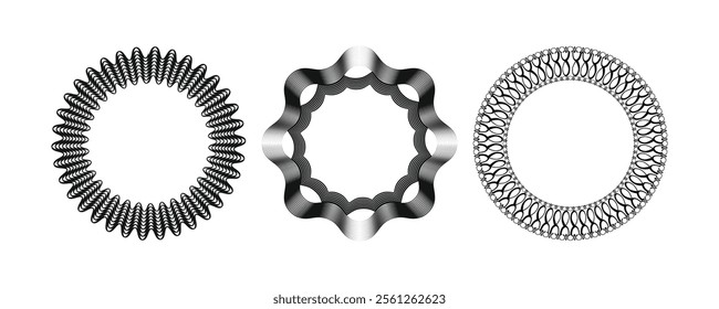 Geometric Circular illustration Designs, wave in round form, ornamental vector graphic design.