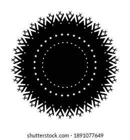 Geometric circular Indian ornament. Black sun. Sacred geometry. Ethnic totemic tattoo. Vector illustration.