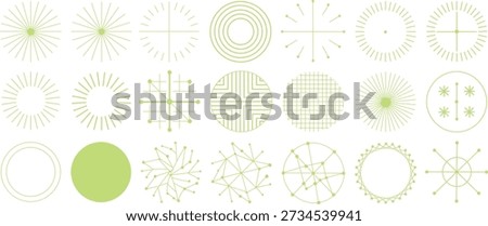 Geometric Circular Line Elements Vector Set. Abstract Minimal Shapes and Design Symbols