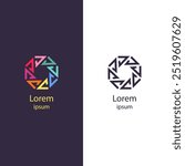 A geometric circular logo composed of angular, interlocking shapes. Ideal for companies in the technology, digital, and creative industries, offering a modern, abstract aesthetic.