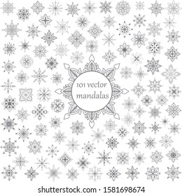 Geometric circular ornament set. Isolated vector mandalas. Perfect set for any kind of design, logo, wedding, birthday and other holiday, kaleidoscope, medallion, yoga, india, arabic turkish ottoman 