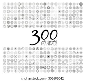 Geometric circular ornament set. Isolated vector mandalas. Perfect set for any kind of design, logo, wedding, birthday and other holiday, kaleidoscope, medallion, yoga, india, arabic