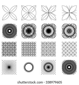 Geometric circular ornament set. Isolated vector mandalas.