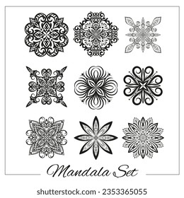 Geometric circular ornament vector mandalas for coloring book printing logo yoga indian prints