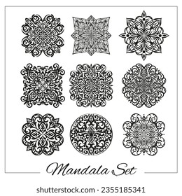Geometric circular ornament vector mandalas for coloring book printing logo yoga indian prints ceramic