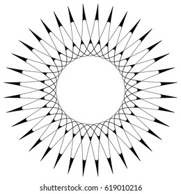 Geometric circular pattern. Abstract motif with radiating intersecting lines