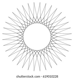 Geometric circular pattern. Abstract motif with radiating intersecting lines
