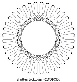Geometric circular pattern. Abstract motif with radiating intersecting lines
