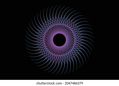Geometric circular pattern, design element. Abstract concentric mandala motif with radiating intersecting lines