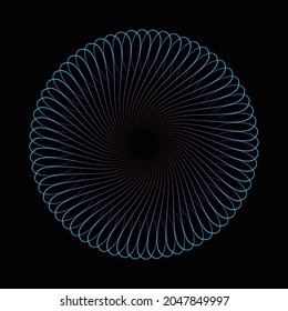 Geometric circular pattern, design element. Abstract concentric mandala motif with radiating intersecting lines