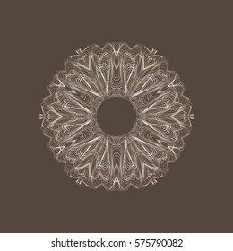 Geometric circular pattern of fine black lines on a white background