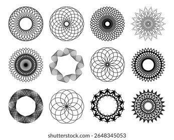 Geometric circular pattern, mandala design elements. Circular ornament