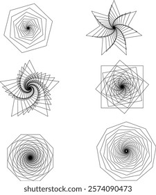 Geometric circular radial radiating abstract 3D illusion pattern vector 