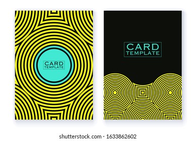 geometric circular ripples card templates in pop yellow black blue shades