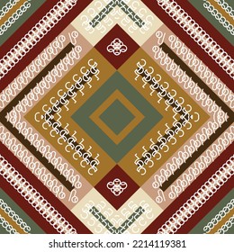 Geometric Circular seamless kilim ikat pattern with multicolor texture