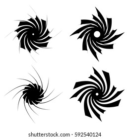 Geometric circular shapes. Circular textured  black and white elements