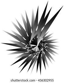 Geometric circular spiral. Abstract angular, edgy shape in rotating fashion. Editable vector.