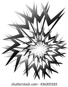 Geometric circular spiral. Abstract angular, edgy shape in rotating fashion. Editable vector.
