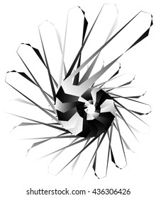 Geometric circular spiral. Abstract angular, edgy shape in rotating fashion. Editable vector.