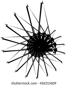 Geometric circular spiral. Abstract angular, edgy shape in rotating fashion. Editable vector.