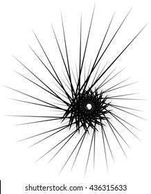 Geometric circular spiral. Abstract angular, edgy shape in rotating fashion. Editable vector.