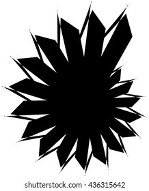 Geometric circular spiral. Abstract angular, edgy shape in rotating fashion. Editable vector.