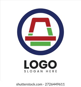Logotipo de Símbolo Circular Geométrico com Ênfase Vermelha e Verde