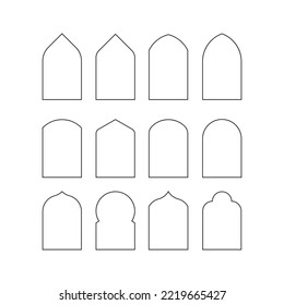 Arco geométrico clásico de estilo mínimo. Marcos de diseño simples. Forma vectorial para empaque, etiquetas, postales, invitaciones, publicaciones en medios sociales.