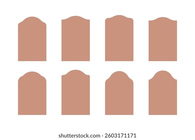 Geometric classic arch set in minimal style. Simple design frames. Vector shape for packaging, labels, postcards, invitations, social media post.