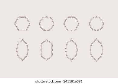 Geometric classic frame set in minimal style. Simple design framing. Vector shape for interior decor and design, packaging, labels, postcards, invitations.