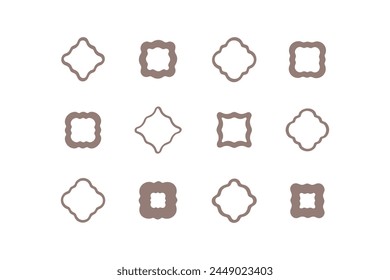 Marco clásico geométrico en estilo minimalista. Marco cuadrado ondulado. Forma de Vector para decoración y diseño de interiores, empaques, etiquetas, postales, invitaciones.