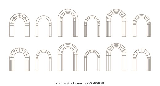 Marco clásico geométrico en estilo minimalista. Arco decorativo de entrada ornamental simple.
