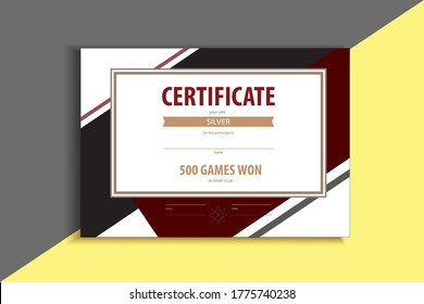 Certificado geométrico clásico con fondo diagonal de color negro y vino