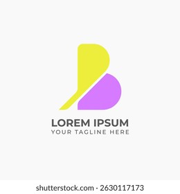 Geometric clean minimal B letter logo concept suitable for modern branding design yellow and purple