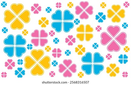 Geometric clover leaf color seamless pattern for background and wallpaper. love flower.