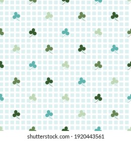 Geometric Clover Seamless Pattern Background. Blue and Green Shamrocks Print.