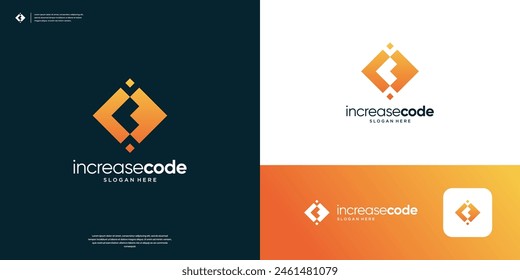 Geometric coding symbol logo design template.
