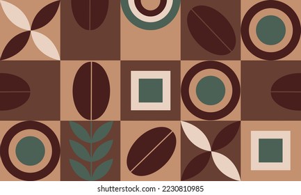 Geometric coffee pattern design  Abstract seamless geometric drawing  Seamless pattern and decorative geometric   abstract elements  Vector colorful background the tiles   