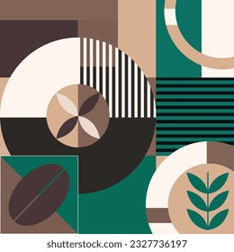 Diseño de patrones de café geométrico. Un conjunto de formas geométricas para el diseño de empaque de café, banner, afiche, volante, imprimir sobre una taza y otros productos. Dibujo vectorial, elemento de diseño.