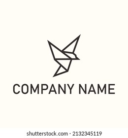 geometric colibri bird tech line art logo vector icon illustration