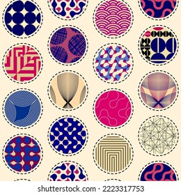 Collage geométrico en estilo geométrico retro retráctil. Imagen del vector