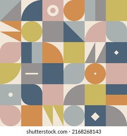 Geometric collage seamless pattern pastel color. Vector illustration