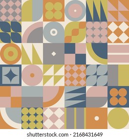 Geometric collage seamless pattern pastel color. Vector illustration